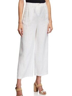 EILEEN FISHER Pants Poplin Organic Cotton Wide Cropped Utility White Size 4